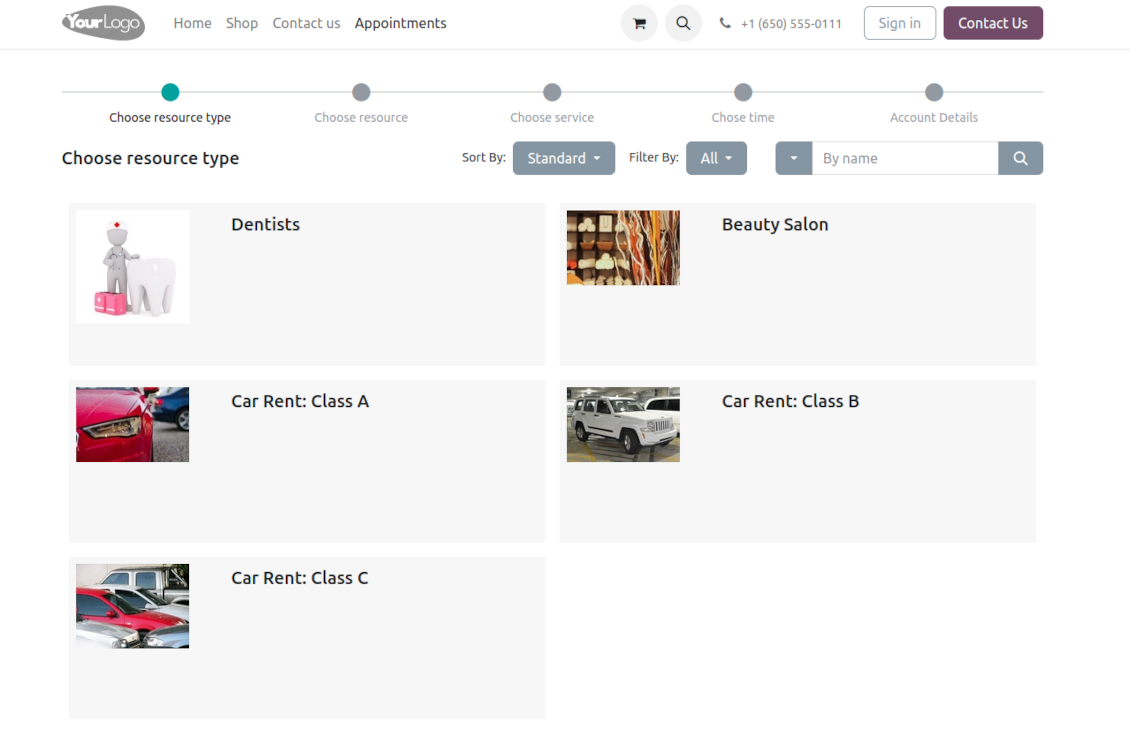 Website list of businesses for appointments