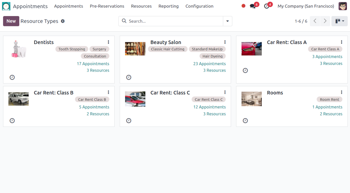 List of resource types to manage