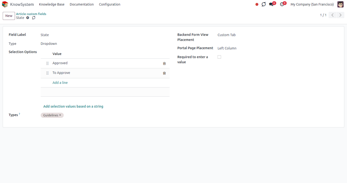 Custom KMS article fields