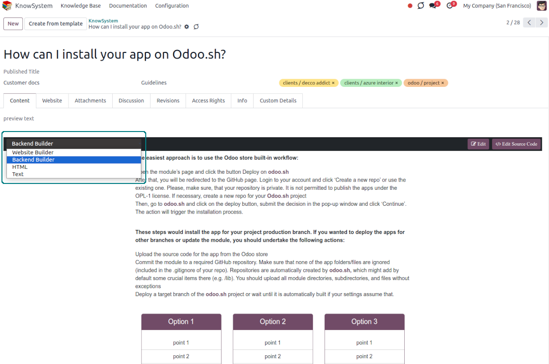 Customize knowledge articles content