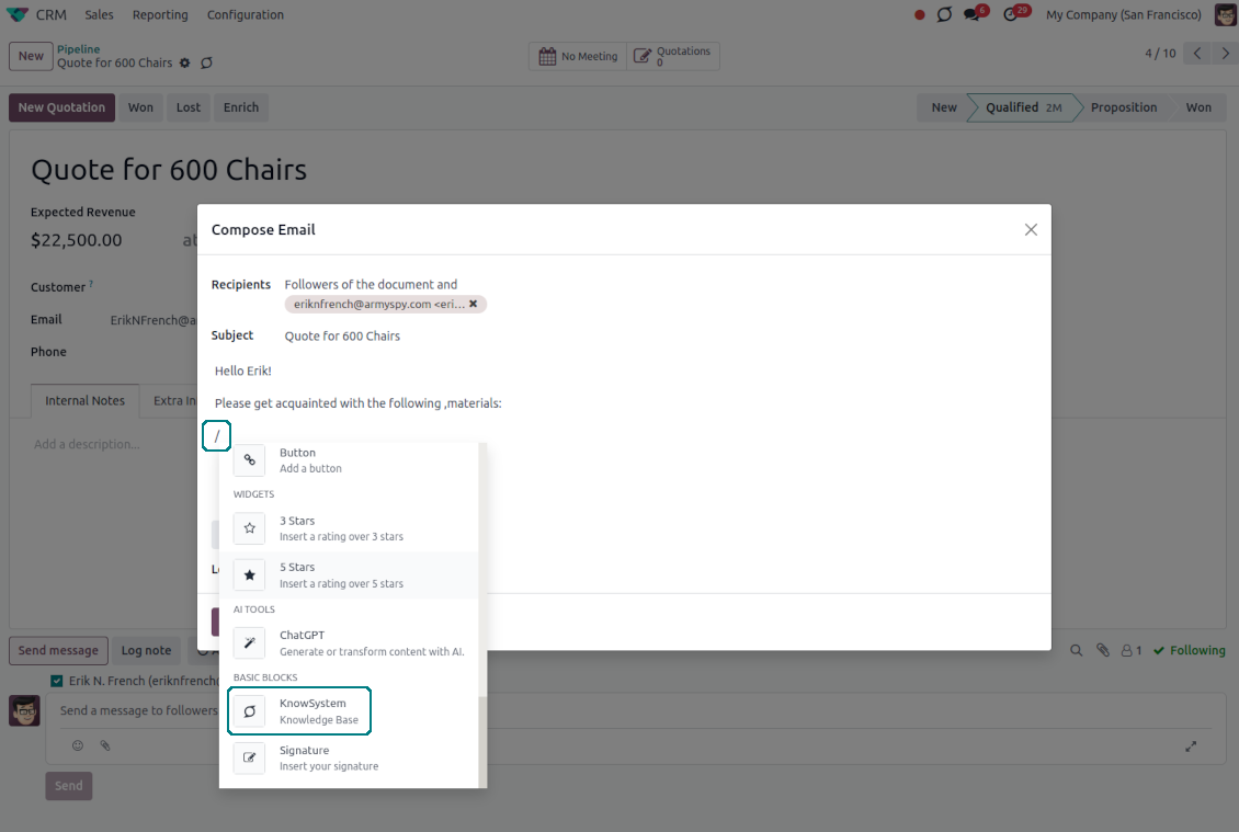 Odoo messaging knowledge use