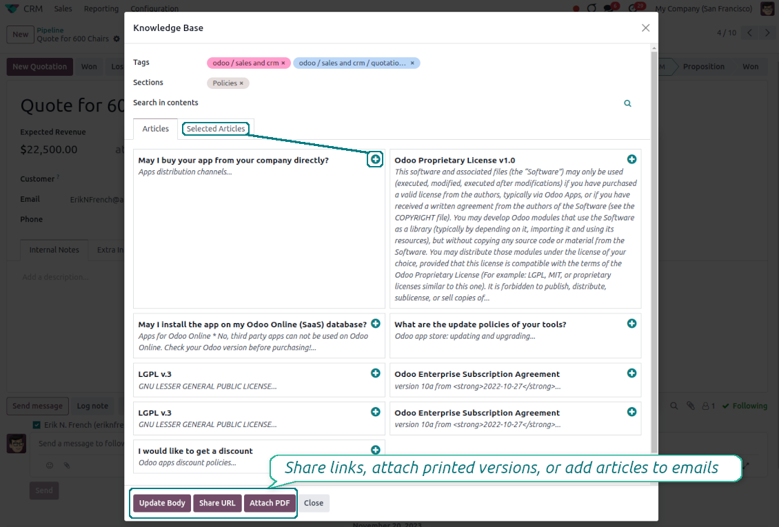 Odoo: KMS articles referencing