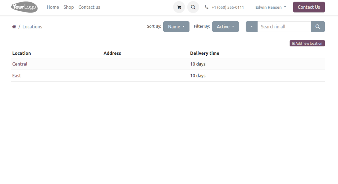 Vendor locations in Odoo's portal