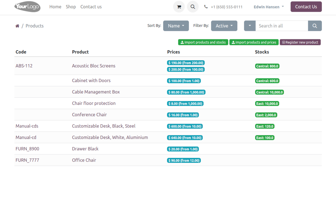 Supplier portal: products
