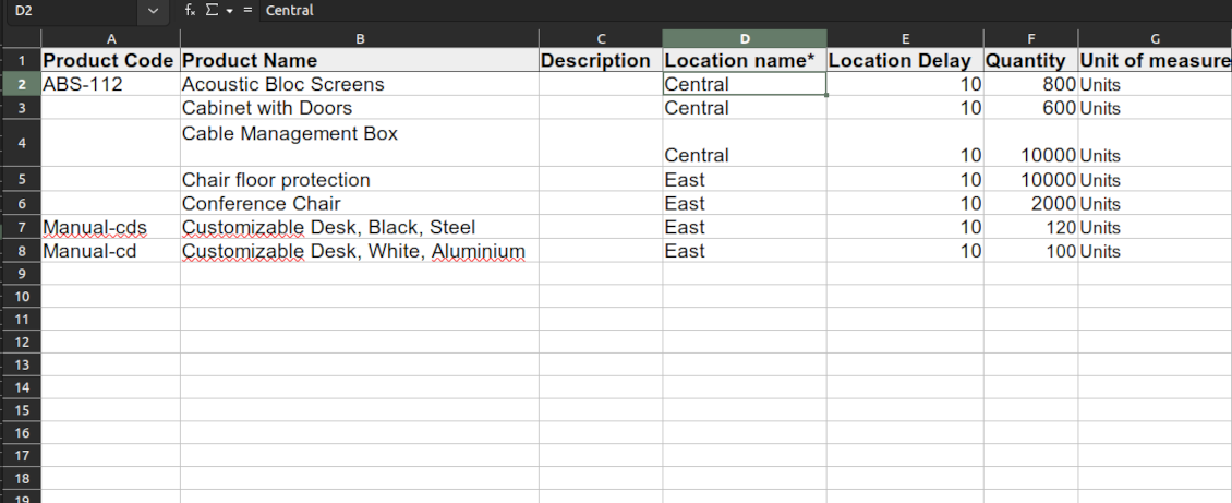 XLSX to import vendor stocks