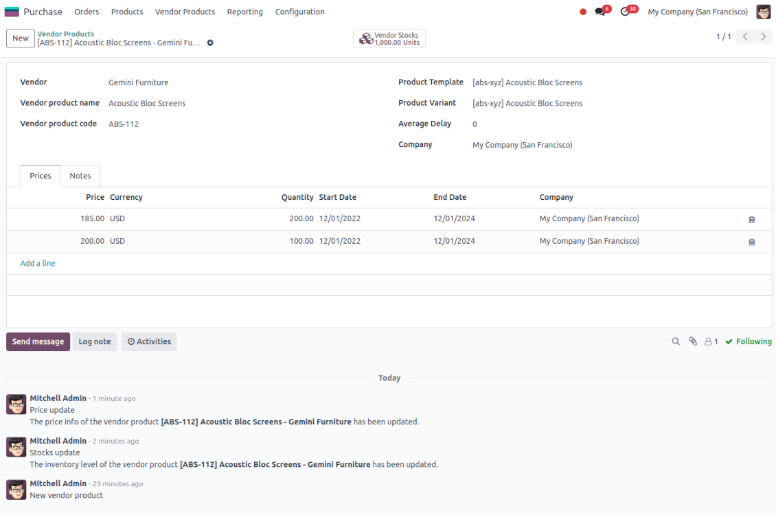 Supplier product in Odoo