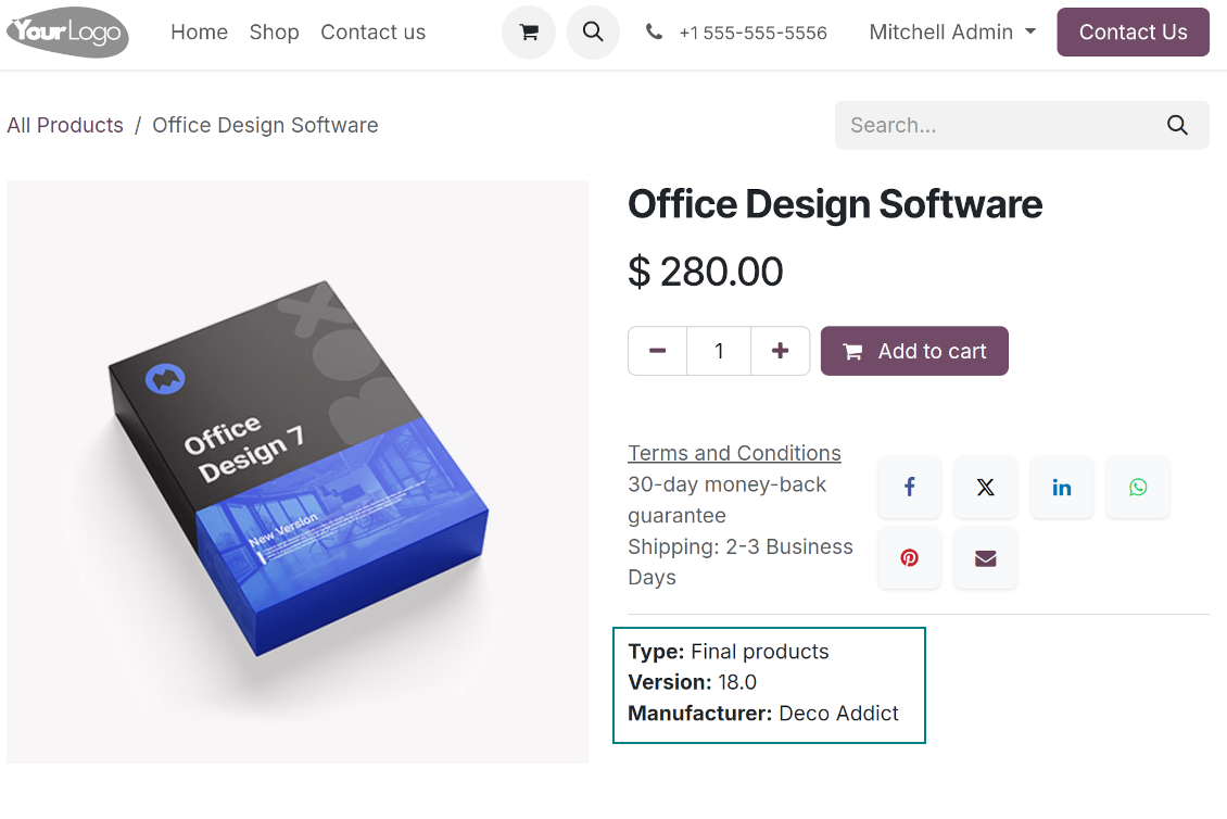 Product e-commerce custom fields