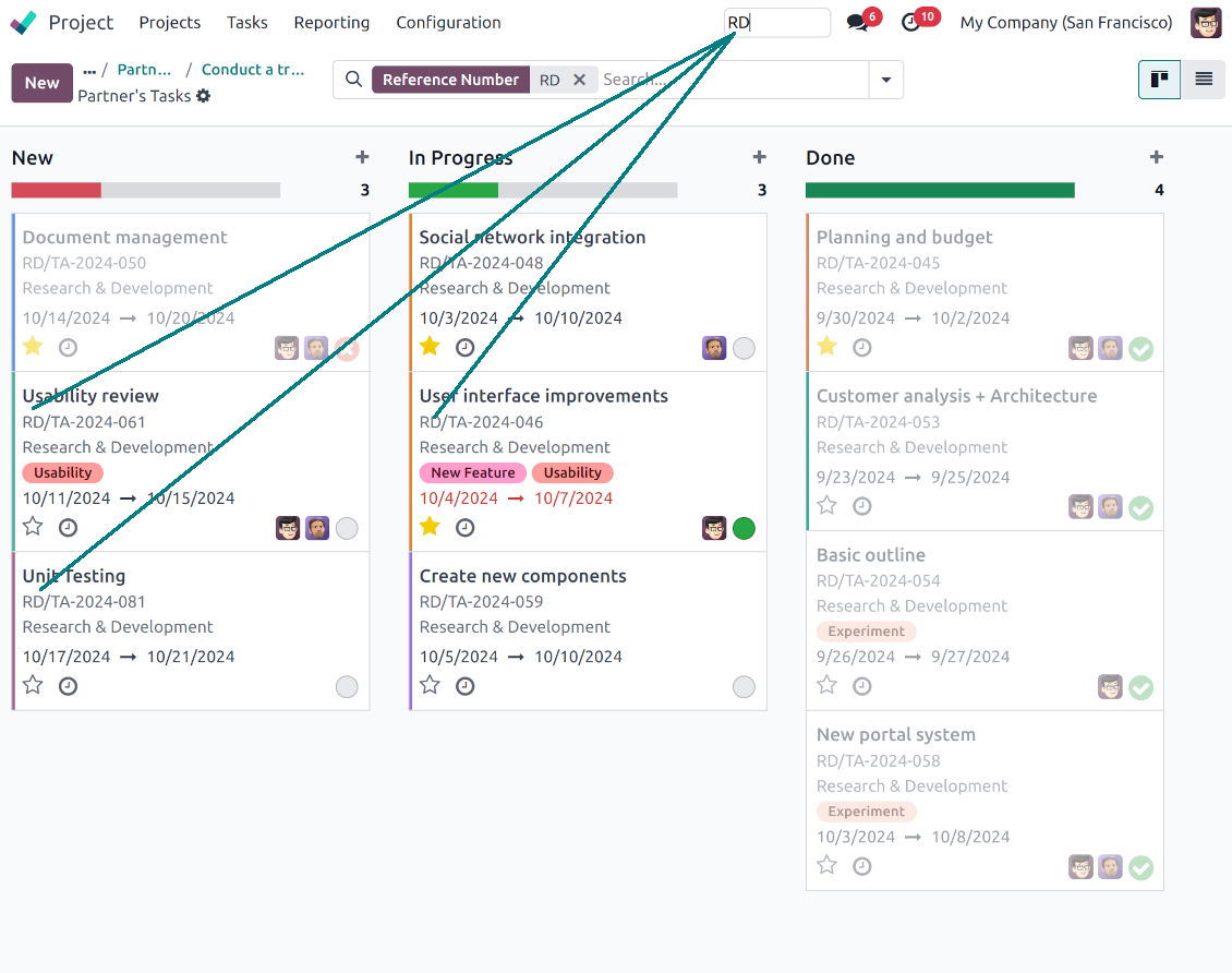 Few tasks were found by the quick Odoo search