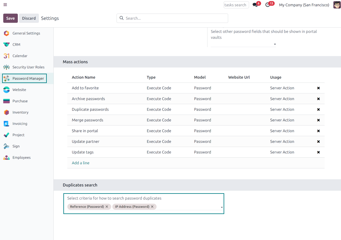 Odoo passwords duplicate fields