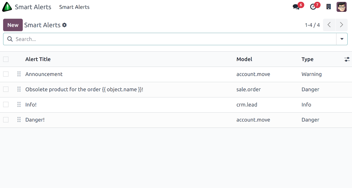 List of configurable Odoo warnings