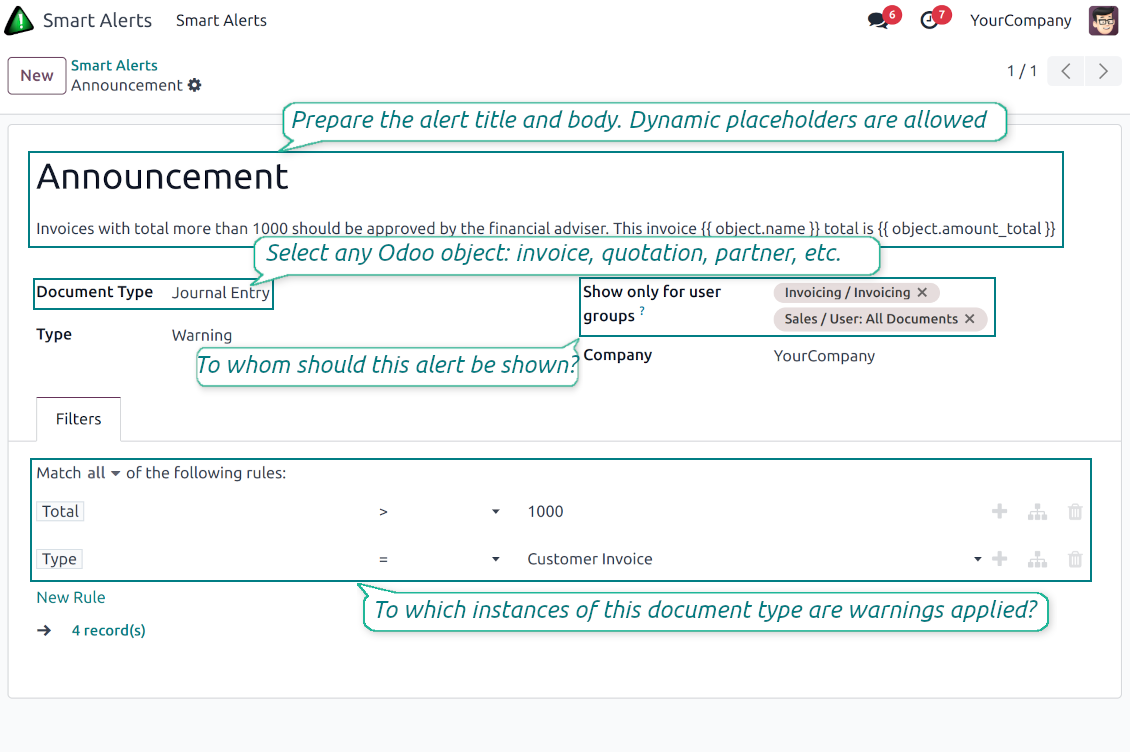 Invoices alerts