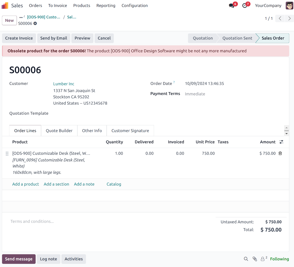 Odoo sale order alarms