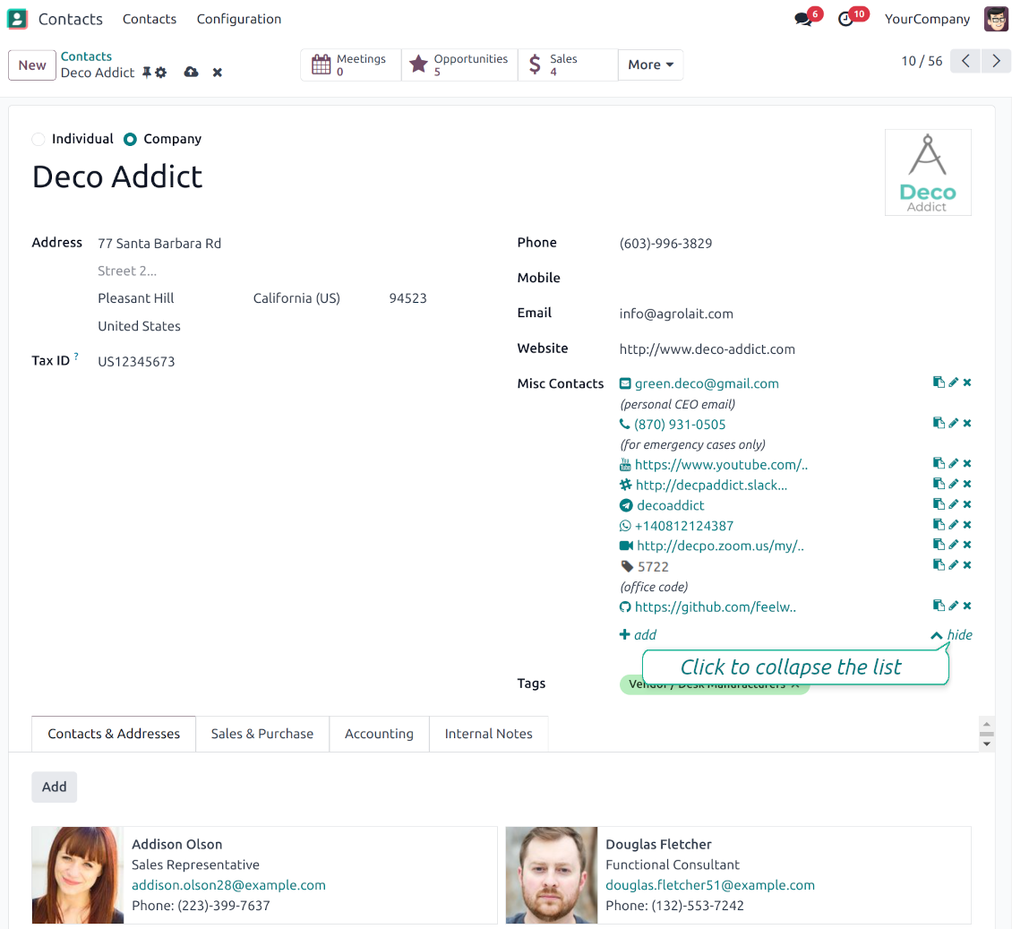 Contact data and preferences