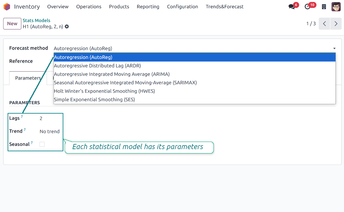 Statsmodel settings