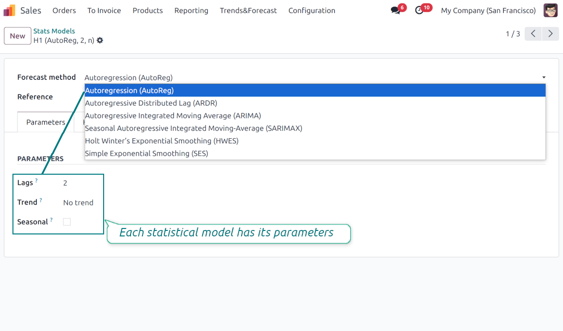Statsmodel settings