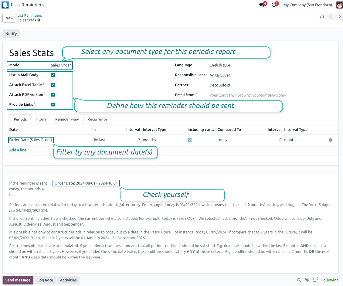 Odoo lists reminder relative periods