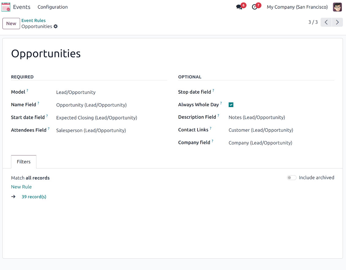 Odoo CRM super calendar