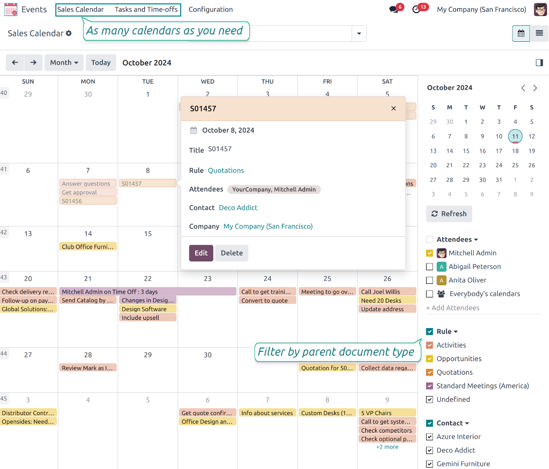 Odoo super calendar events
