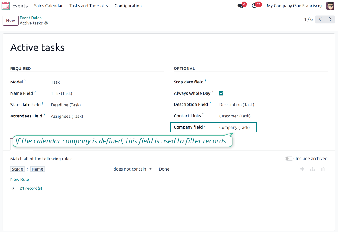 Shared rules for Odoo records