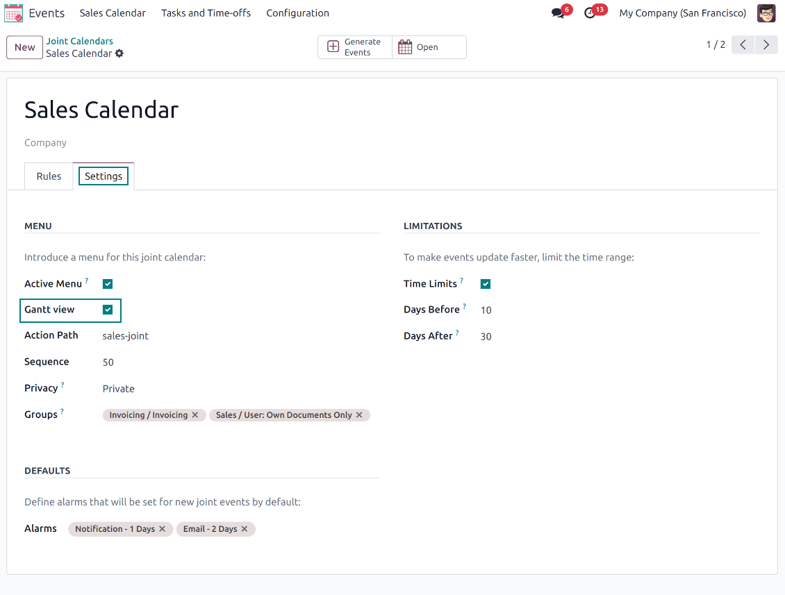 Super calendar: optional Gantt