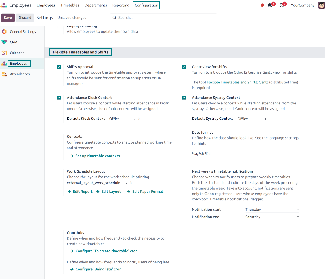 Odoo HR settings