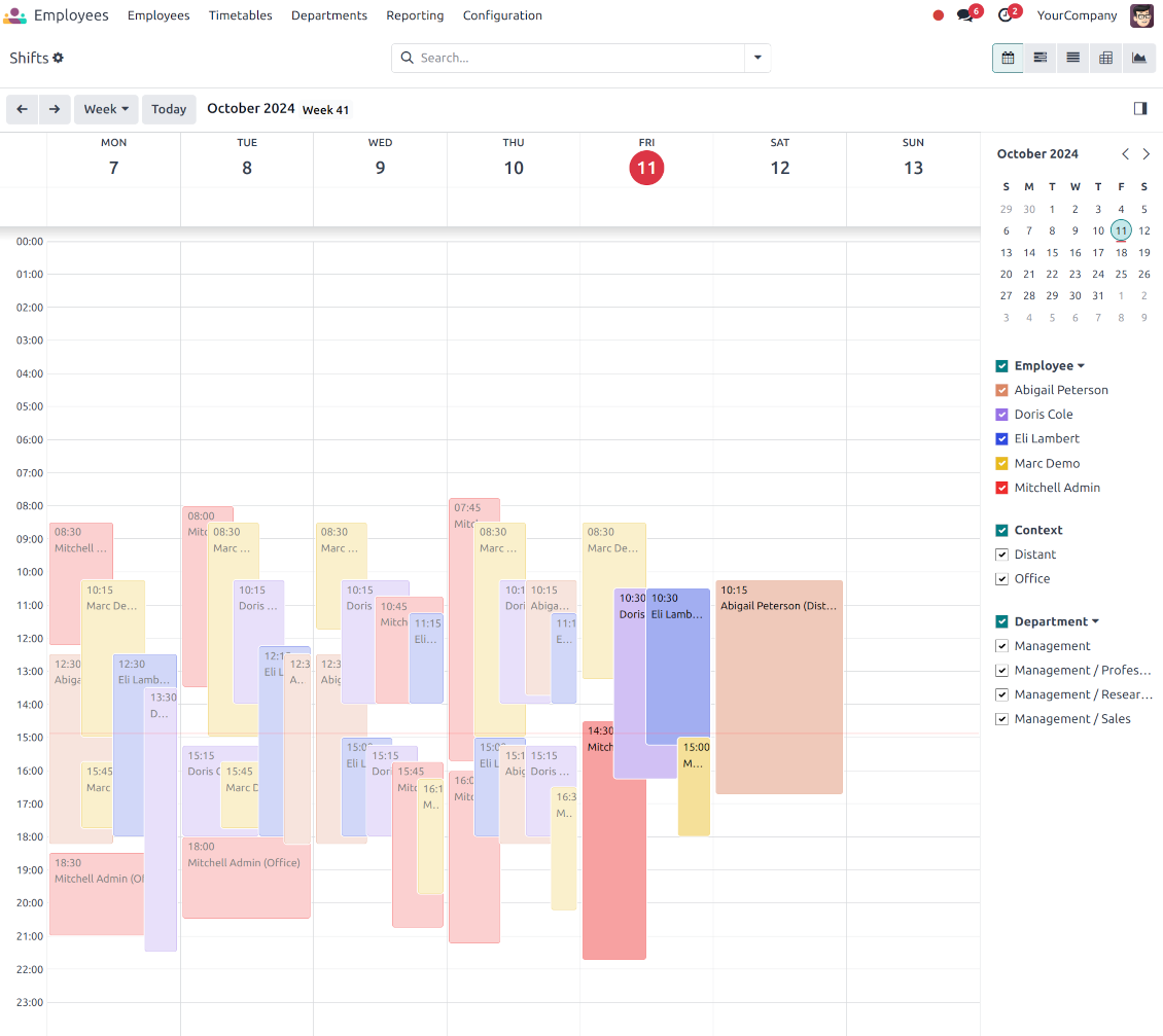 Odoo shift calendar