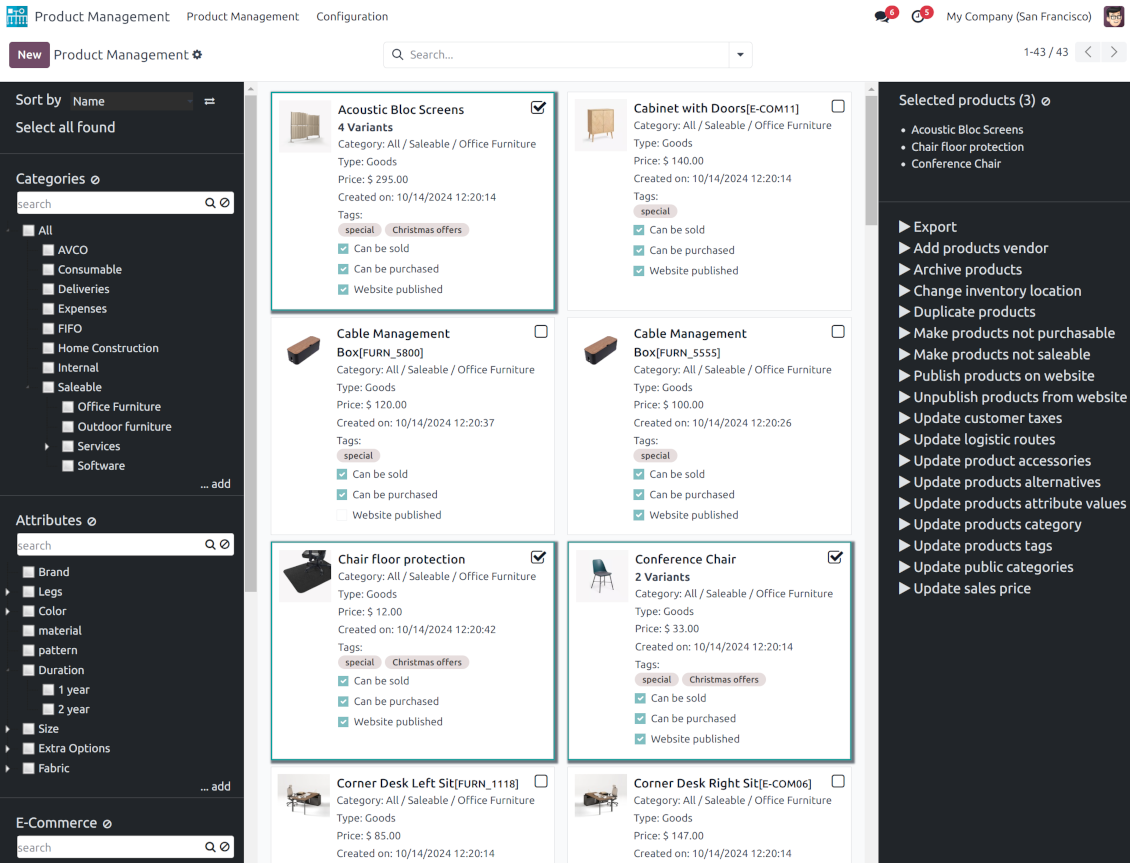 Product management interface overview