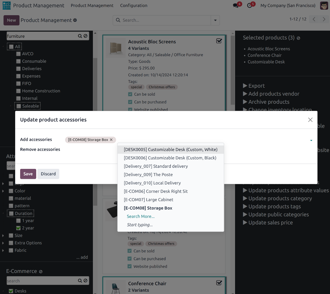 Bulk update of Odoo accessories
