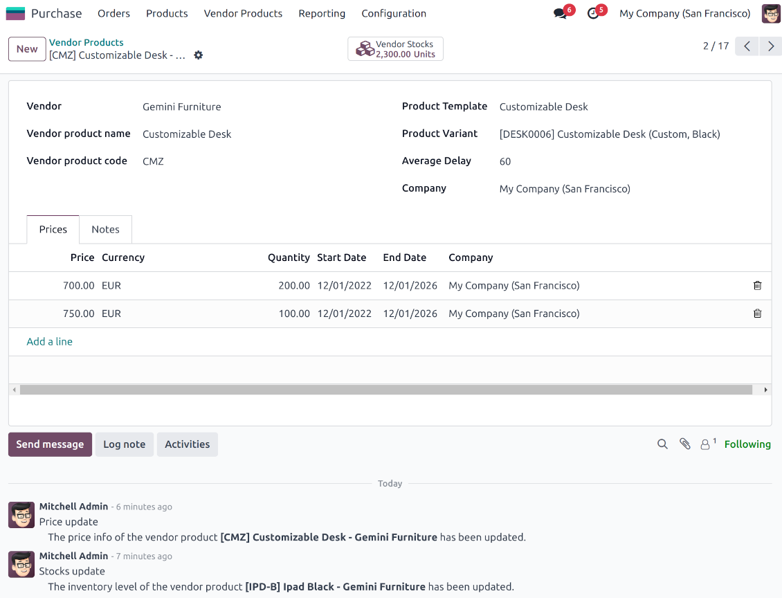 Supplier product in Odoo