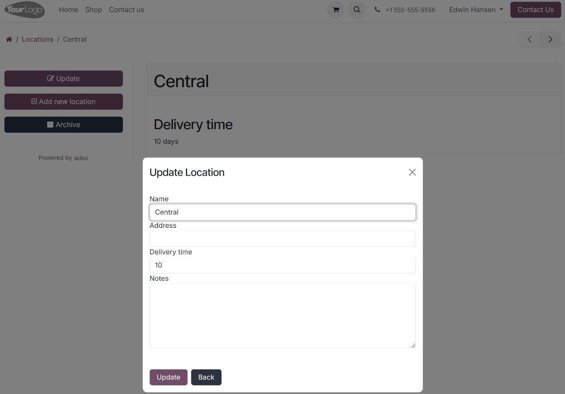 Supplier warehouses in the portal