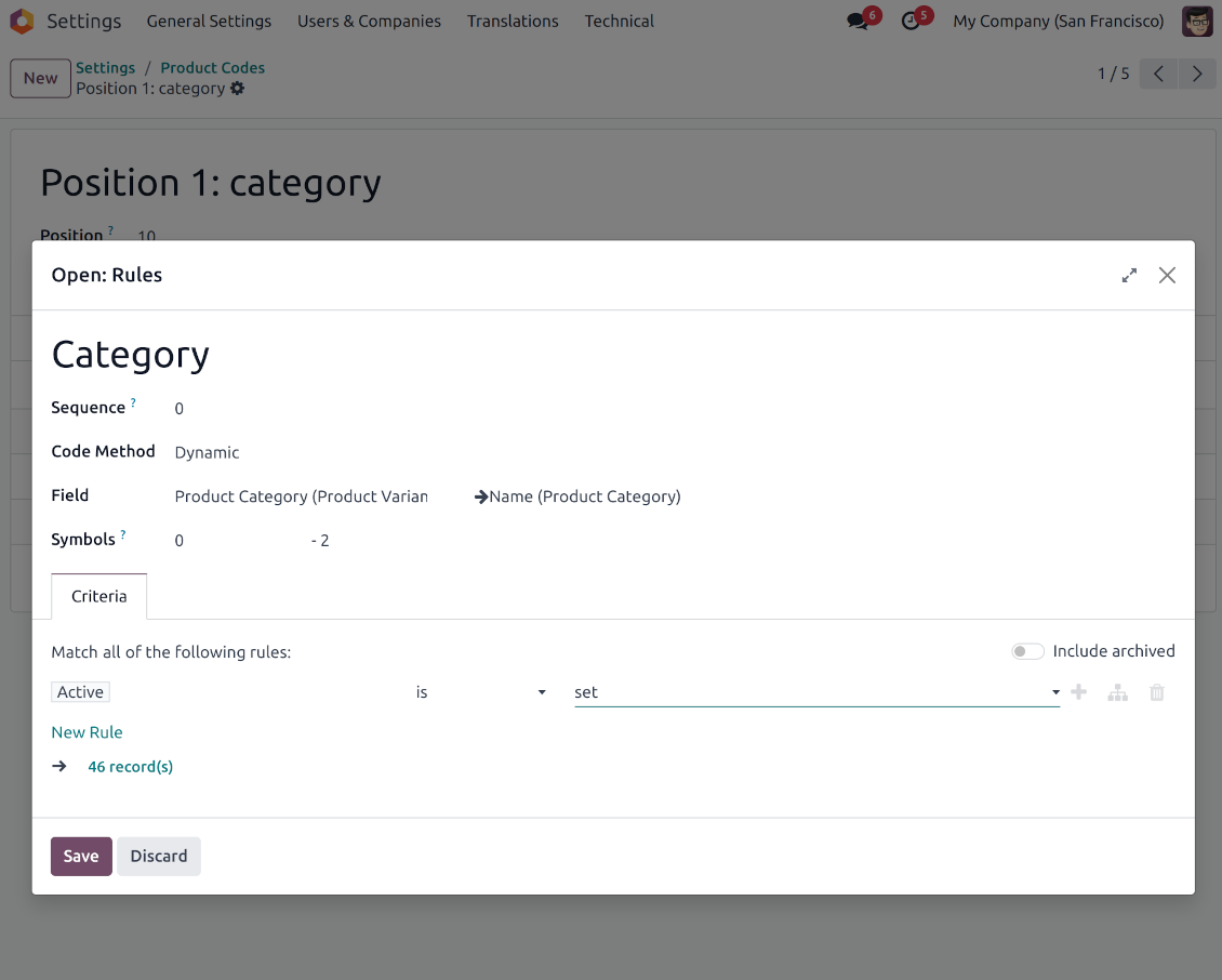 Product dynamic code example