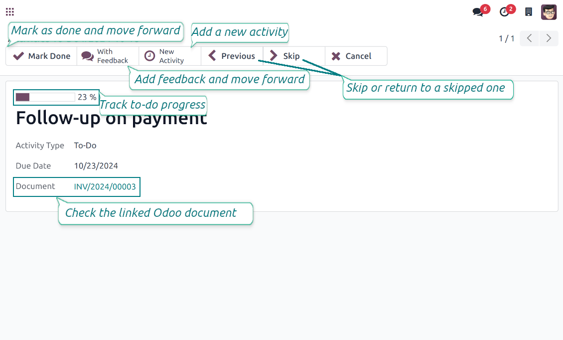 To-do activities interface