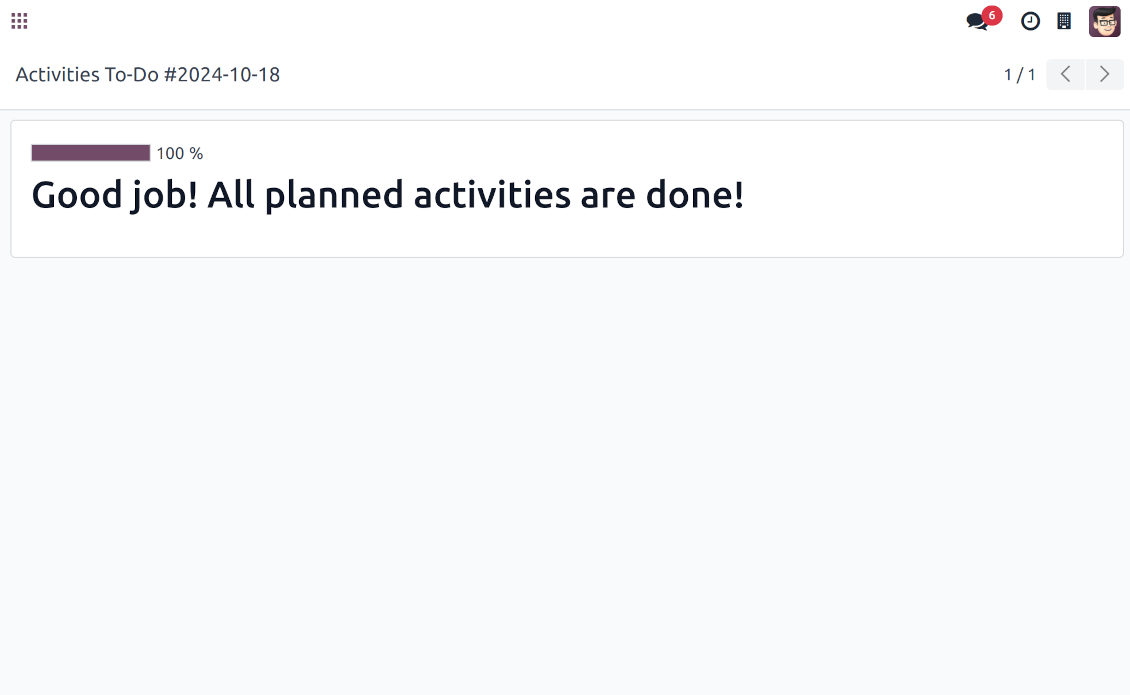 Activities to-do: the final success page