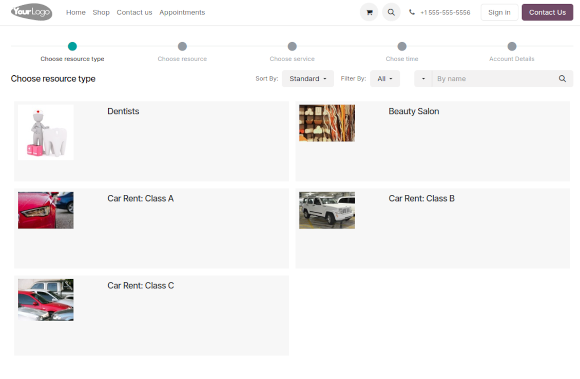 Website list of businesses for appointments
