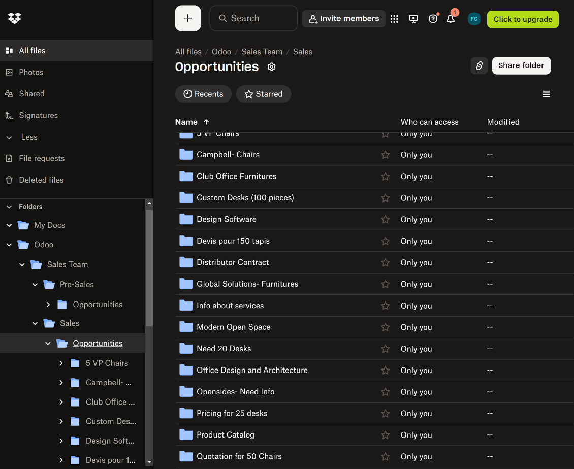 Dropbox subdirectories