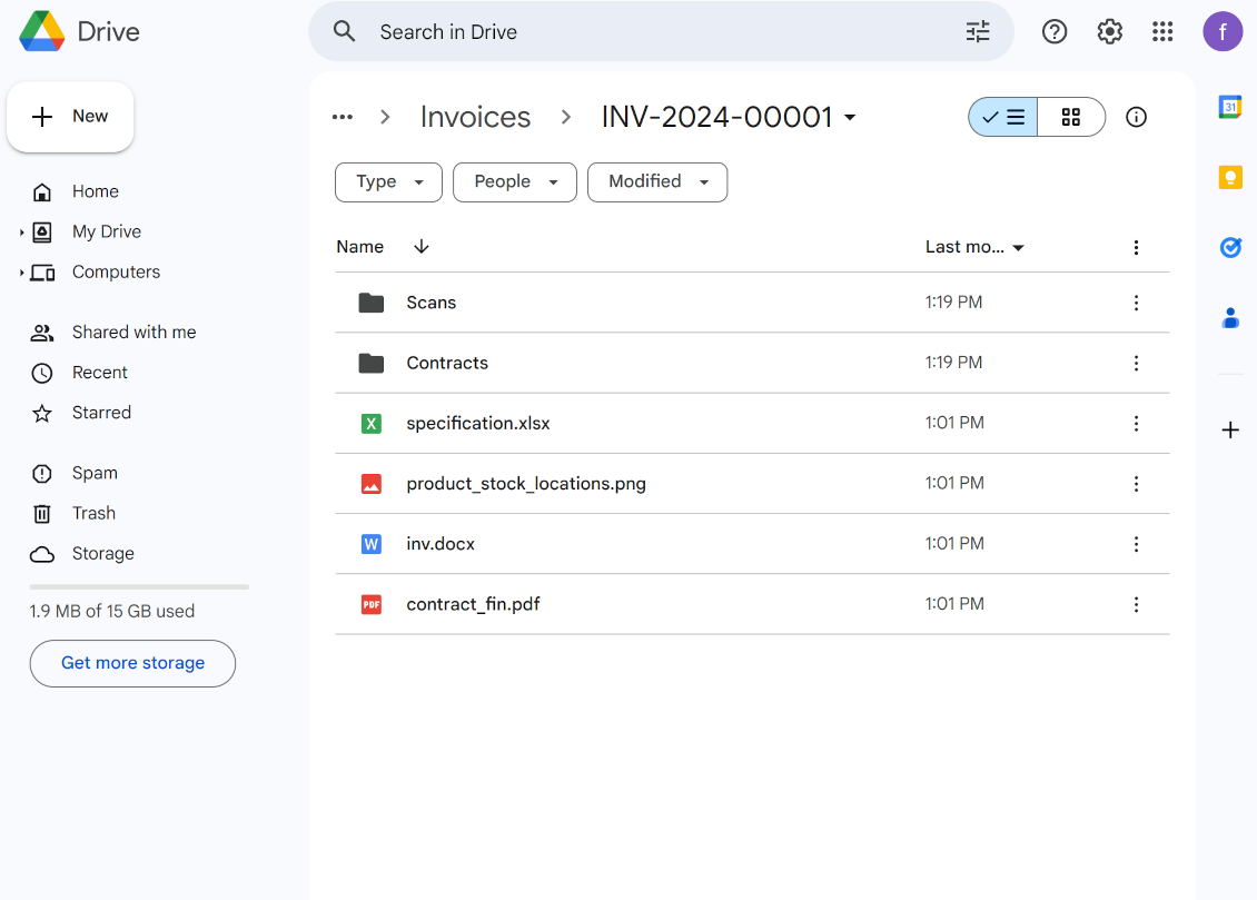 Document-related folder in Google Drive