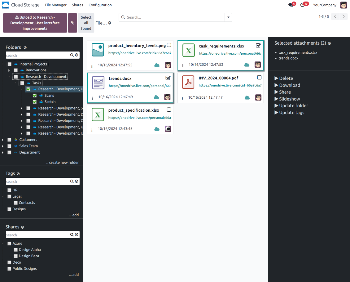 Synchronize Odoo folders with  OneDrive/SharePoint