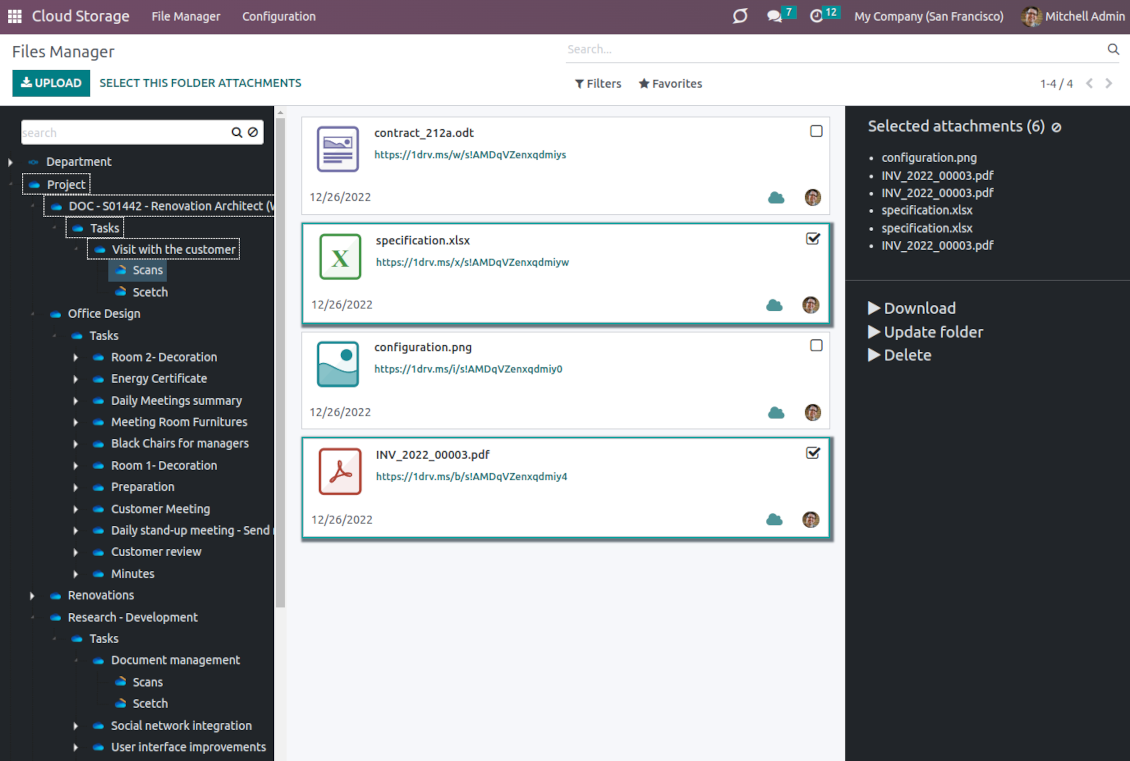 Synchronize Odoo folders with  OneDrive/SharePoint
