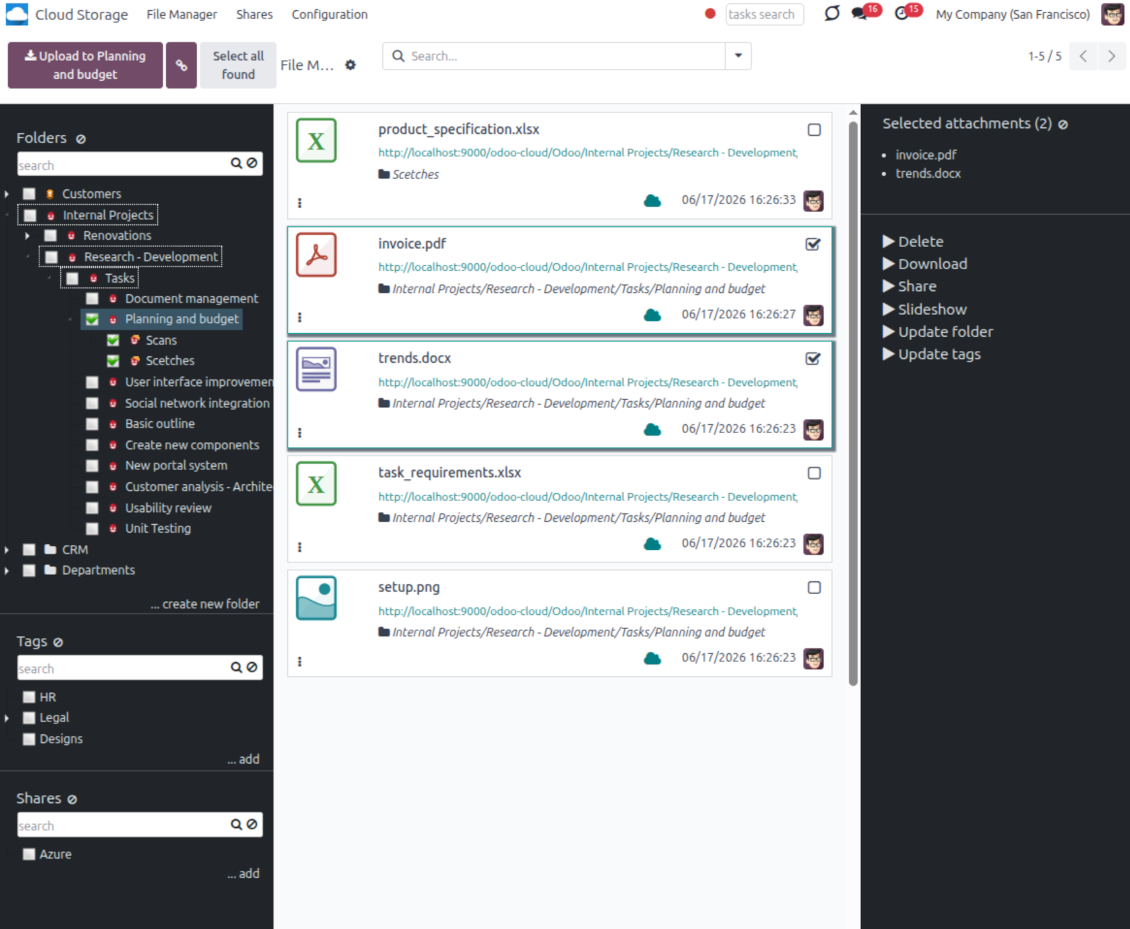 Synchronize Odoo folders with  MinIO buckets