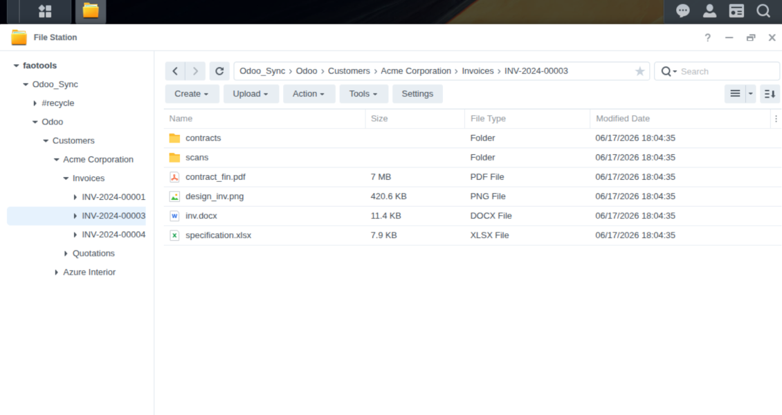 Odoo's root folder is in NAS