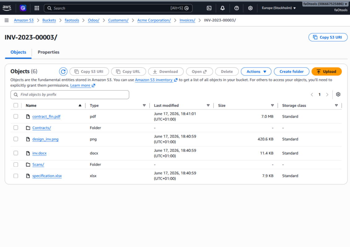 Document-related folder in Amazon buckets