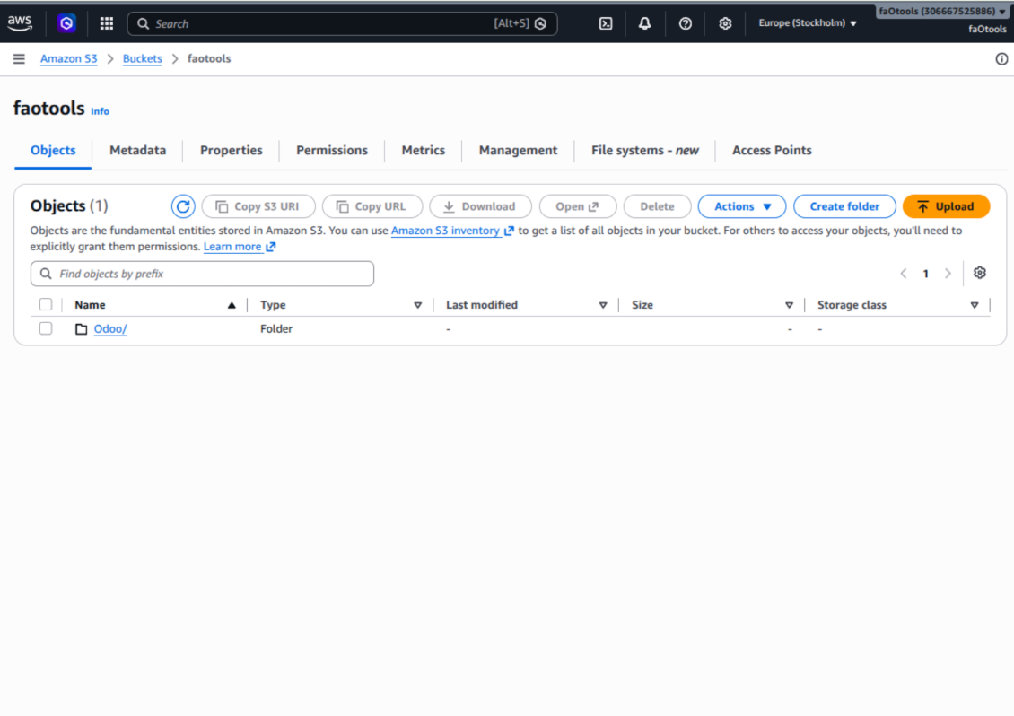 Odoo's root folder is in Amazon