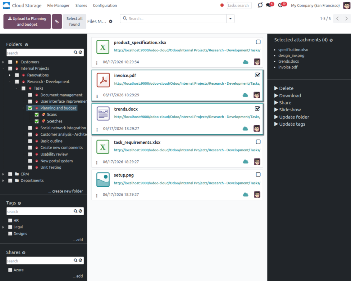 Synchronize Odoo folders with  MinIO buckets
