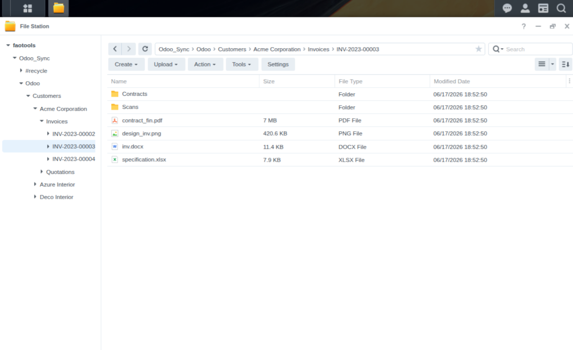 Odoo's root folder is in NAS