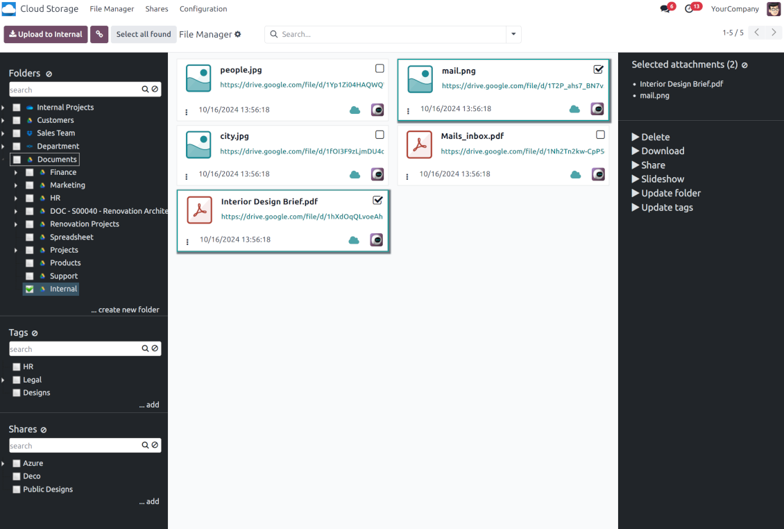 Enterprise Odoo Workspaces as DMS folders