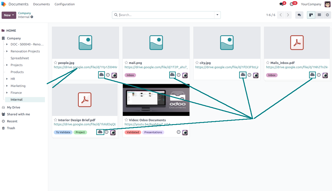 Cloud sync of Odoo Document workspaces