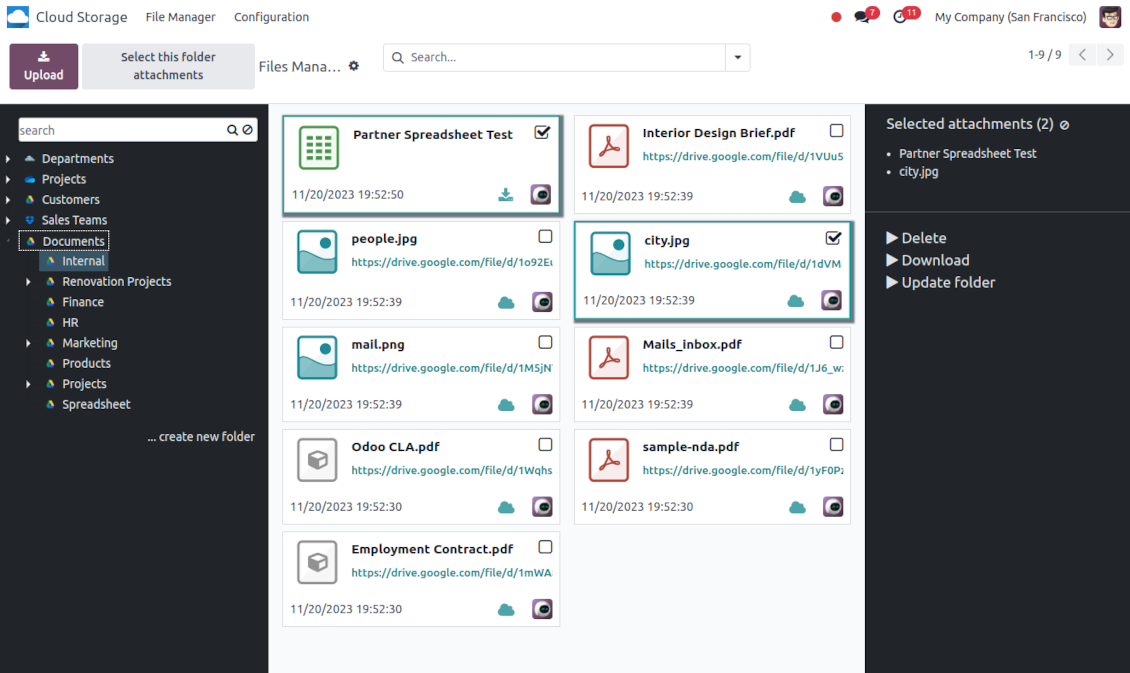 Enterprise Odoo Workspaces as DMS folders