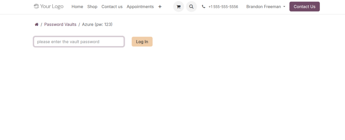 Portal vault security settings showing password protection for shared customer credentials