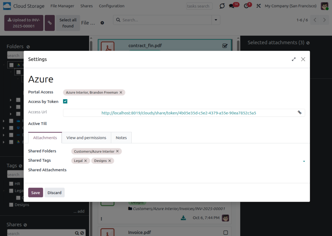 Odoo files and folders to share