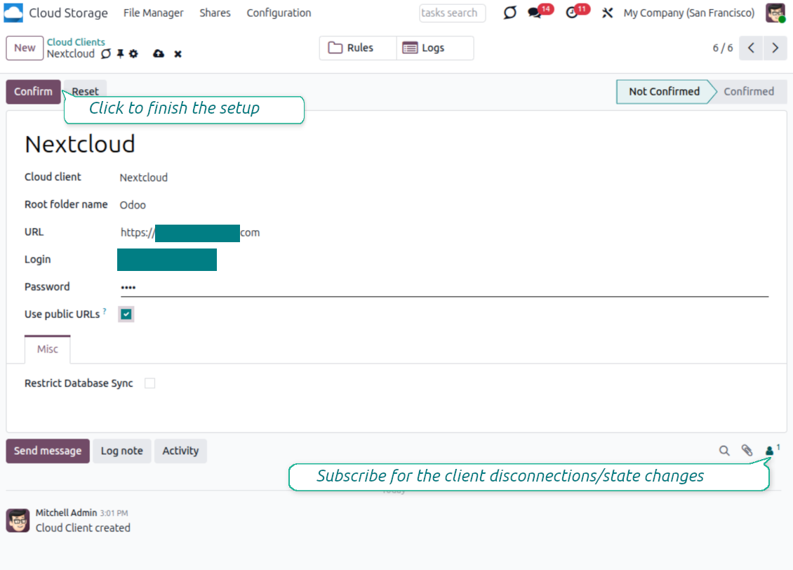 ownCloud/Nextcloud settings